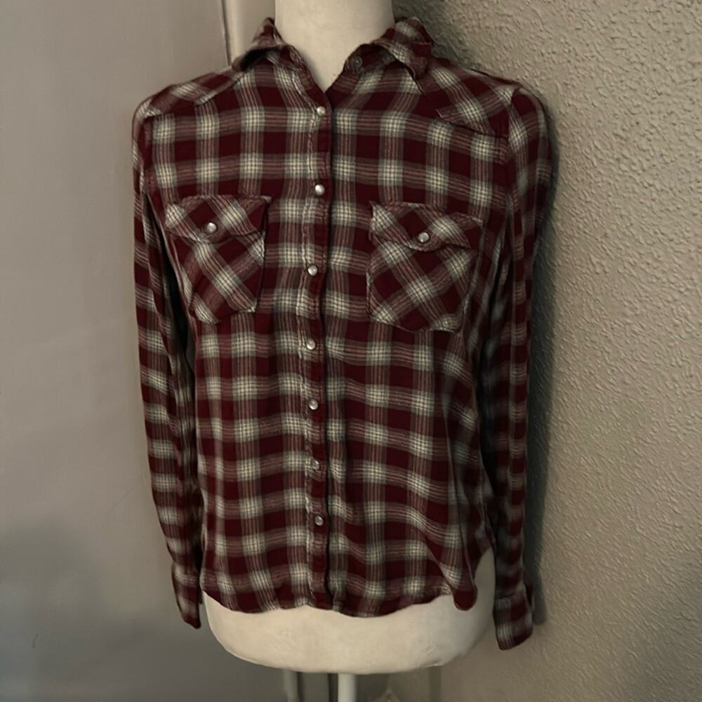 Aeropostale AERO Women’s Plaid Western Pearl Snap Button-down S Western Cowgirl